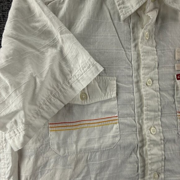 Quiksilver Check Short Sleeve Cotton Small White Shirt Surf Button Up Mens Adult - Picture 3 of 13